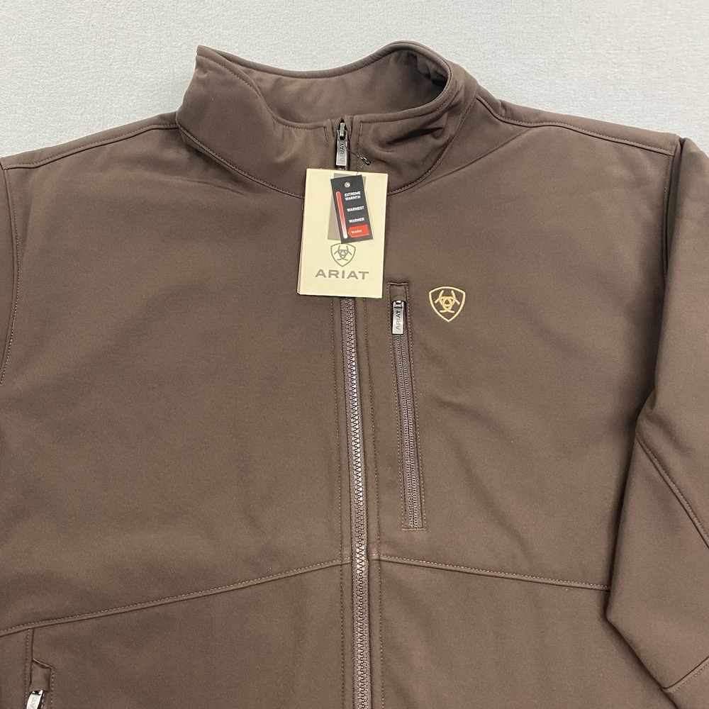 Ariat Logo Softshell Jacket Mens Extra Large Brown Full Zip Conceal Carry - Picture 2 of 13